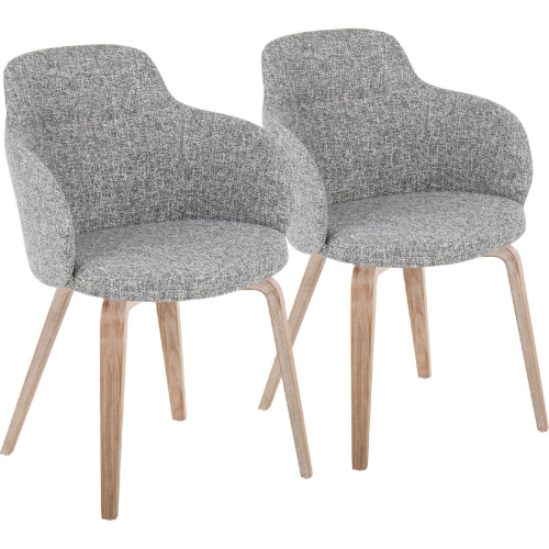 Boyne Dining Accent Chair in White Washed Wood & Dark Grey Noise Fabric (Set of 2)